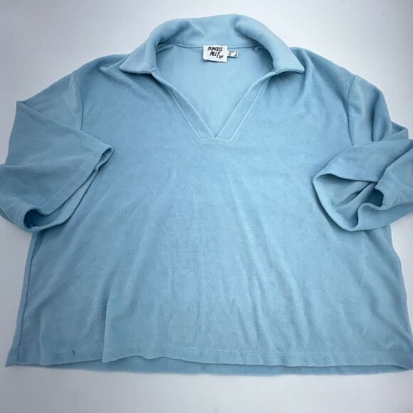 Princess Polly Tops - Princess Polly Terry Cloth Light Blue Crop Top Size 4